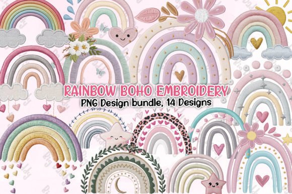 Rainbow Boho Embroidery Clipart Review
