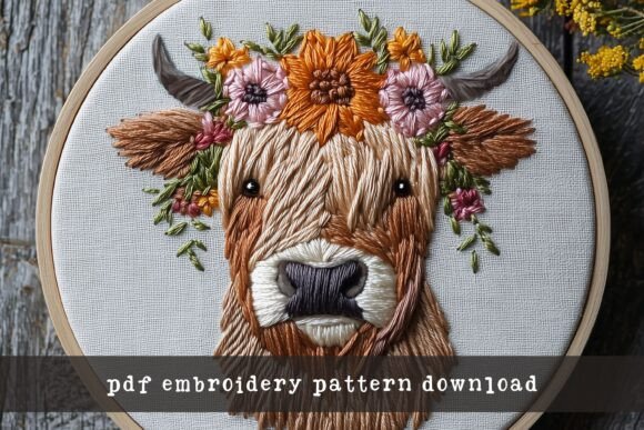 Review: Floral Highland Cow Hand Embroidery for Gifts