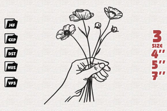 Review: Woman Hand Holding Flowers Embroidery